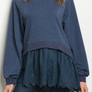 Adorable Lace Trimmed Sweatshirt Like Sweat Treats